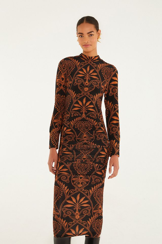 Farm Rio Cornely Ainika Black Midi Dress