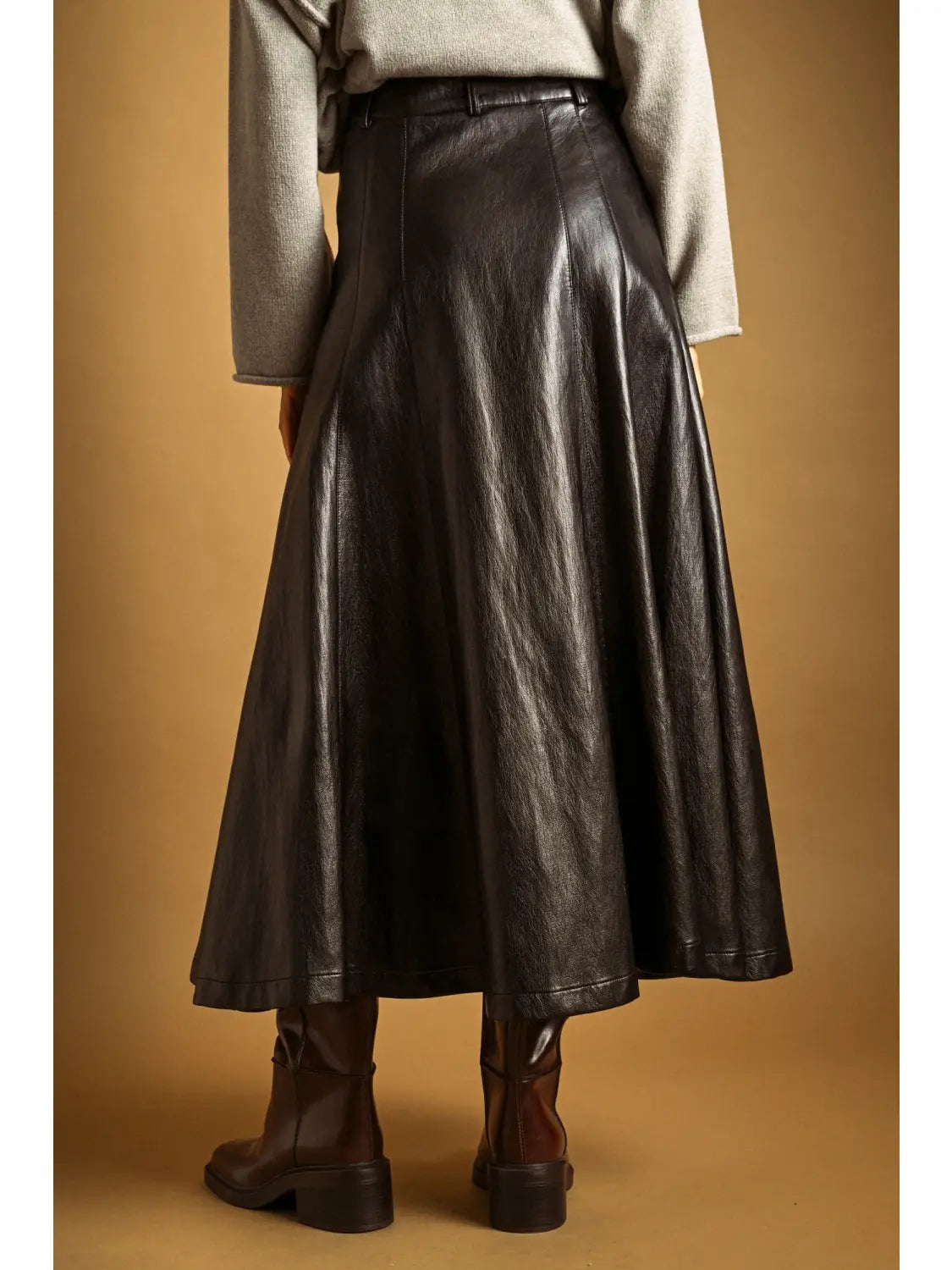 Miou Muse Faux Leather Button Front Skirt