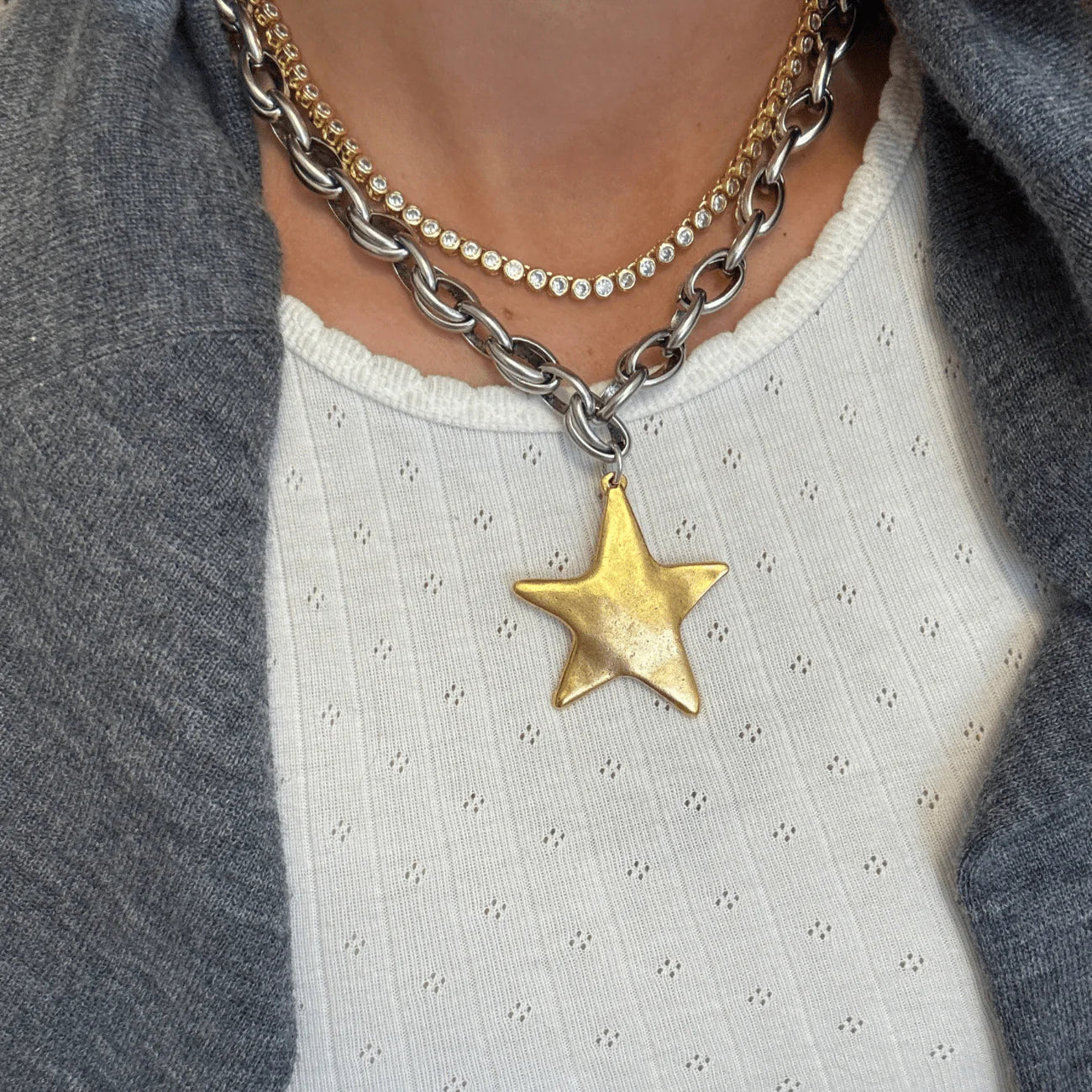 Bracha Star Shine Two Tone Necklace