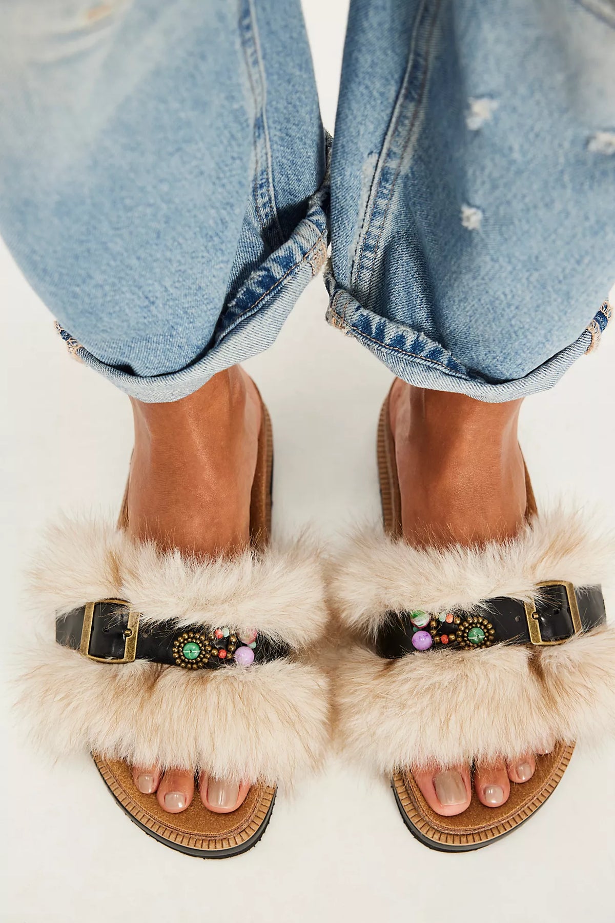 Free People Frankie Faux Fur Slide