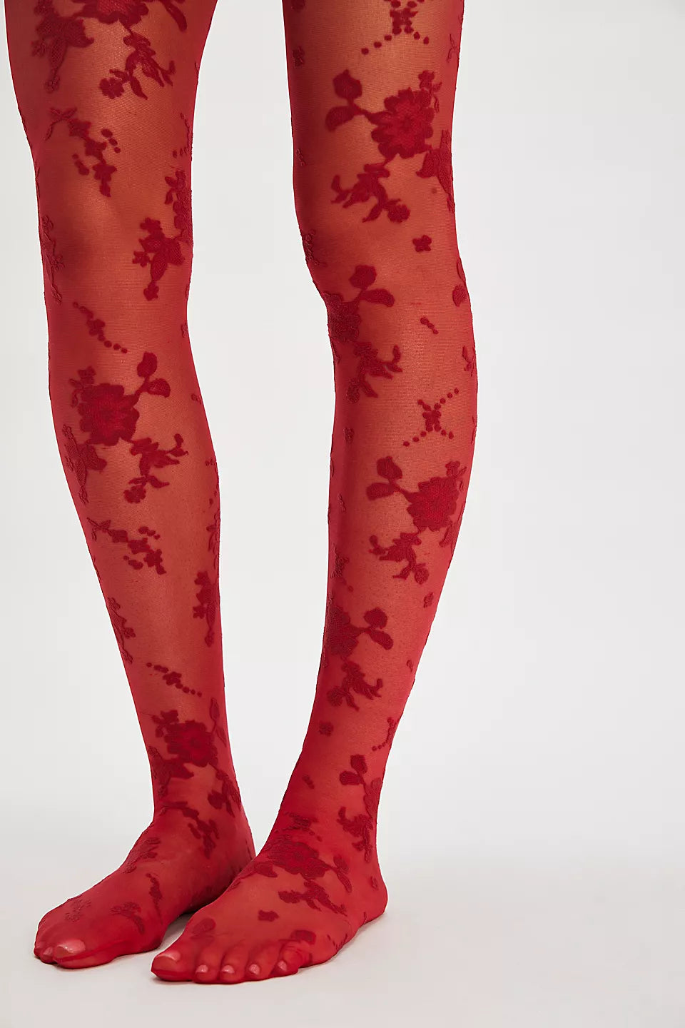Free People Flocked Floral Tights