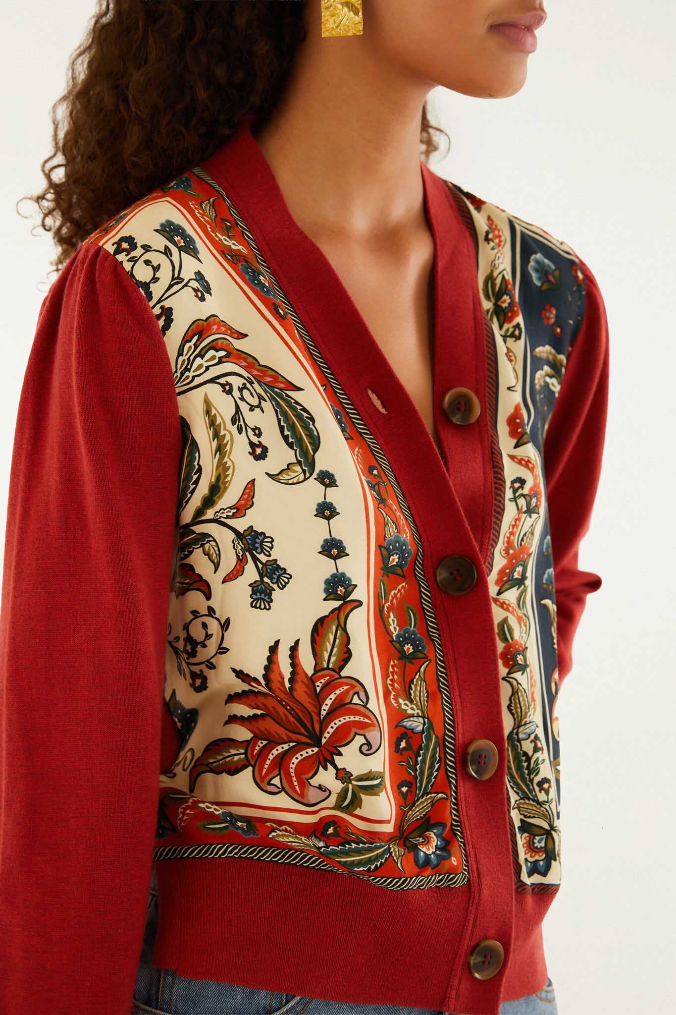 Farm Rio Ainika Garden Scarf Knit Cardigan