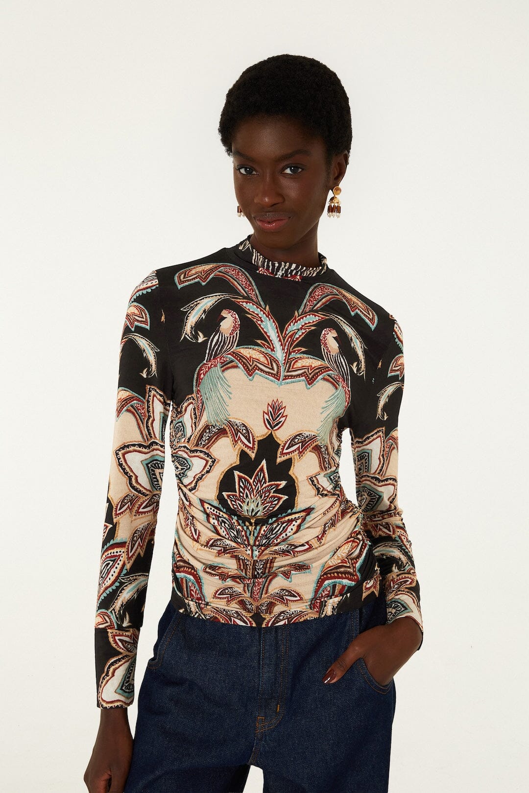 Farm Rio Tapestry Dream Beige Blouse