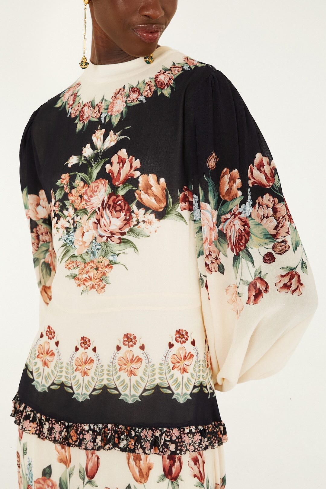 Farm Rio Winter Floral Cream Maxi Dress