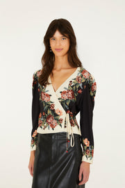 Farm Rio Winter Floral Cream LS Blouse