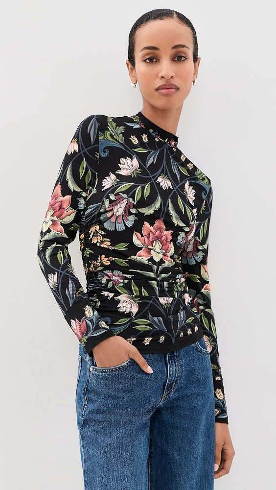 Farm Rio Natalia Black Jersey Blouse