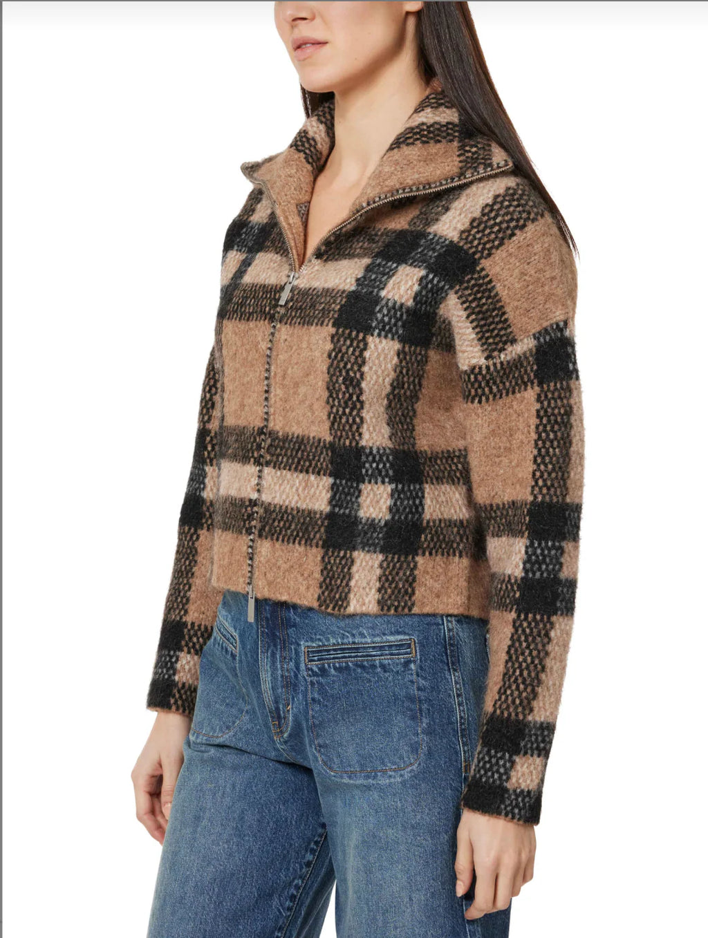 Habitual Plaid Zip Front Cardigan