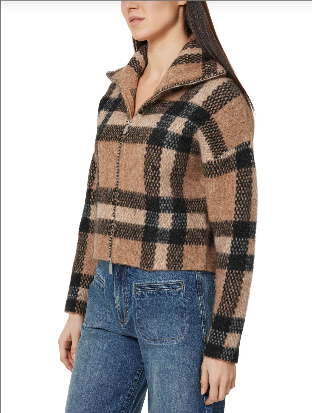 Habitual Plaid Zip Front Cardigan