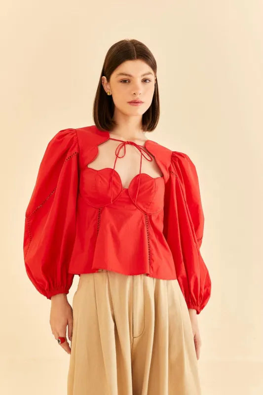 Farm Rio Red Heart Blouse