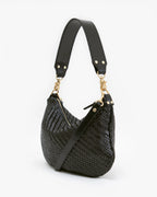 Clare V Moyen Messenger Woven ZigZag Black