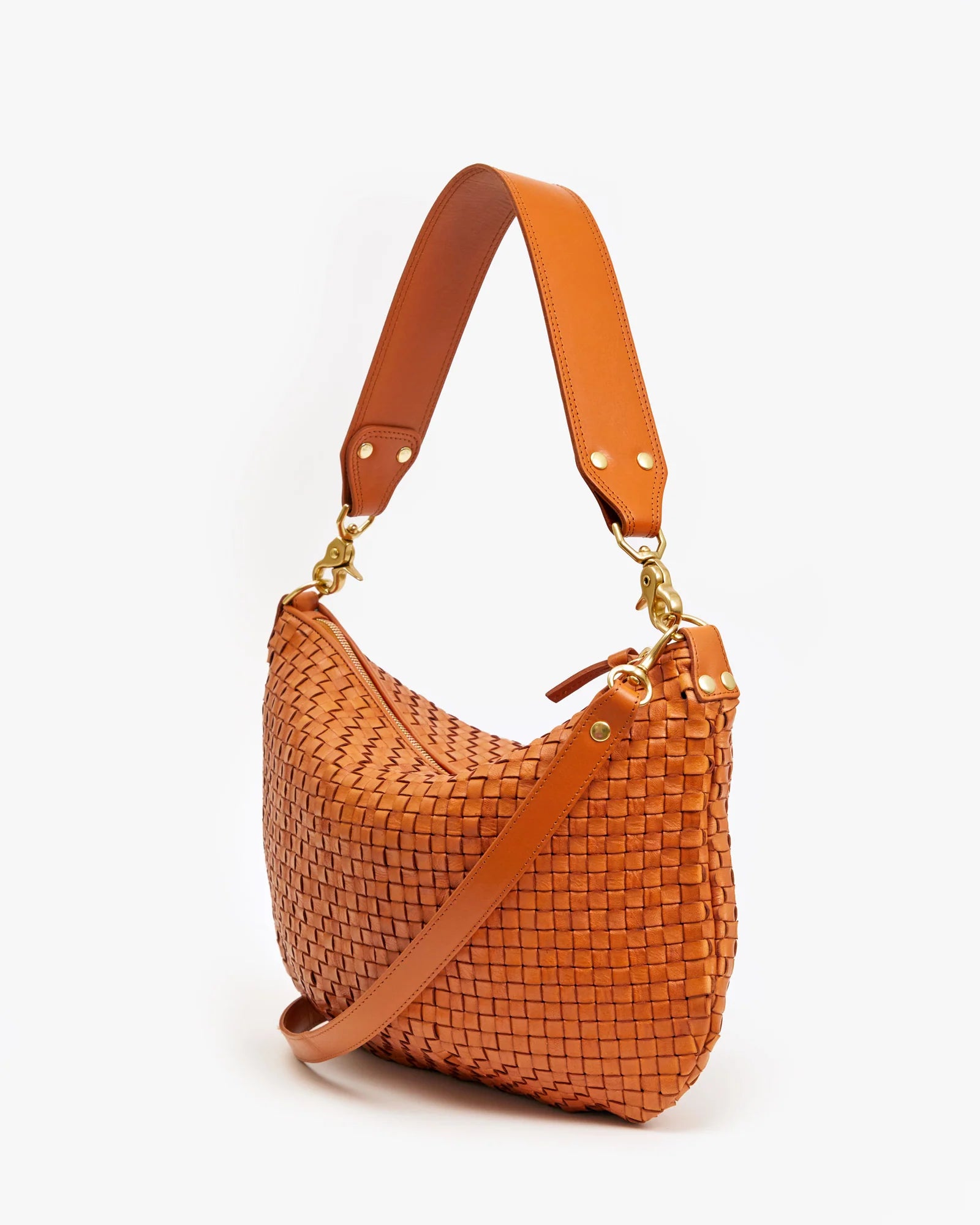 Clare V Moyen Messenger Woven Checker Natural