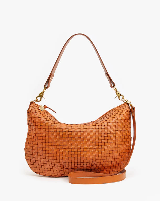Clare V Moyen Messenger Woven Checker Natural