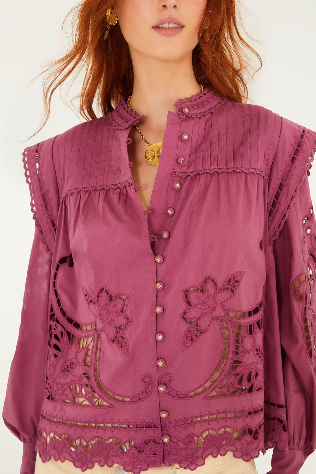 Farm Rio Pink Richilieu Blouse