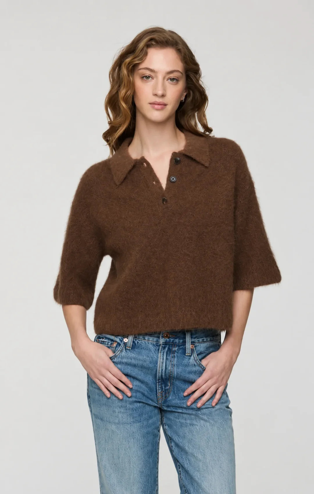 Pistola Nadya Alpaca Boxy Polo Sweater