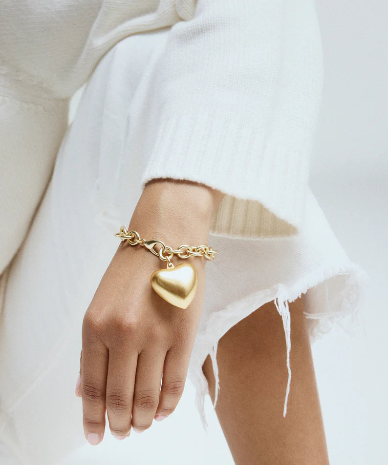 Roxanne Assoulin Puffy Heart Charm Bracelet Gold