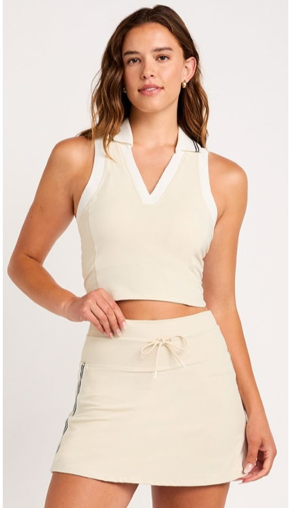 Cream Yoga Lila Polo Bra Top