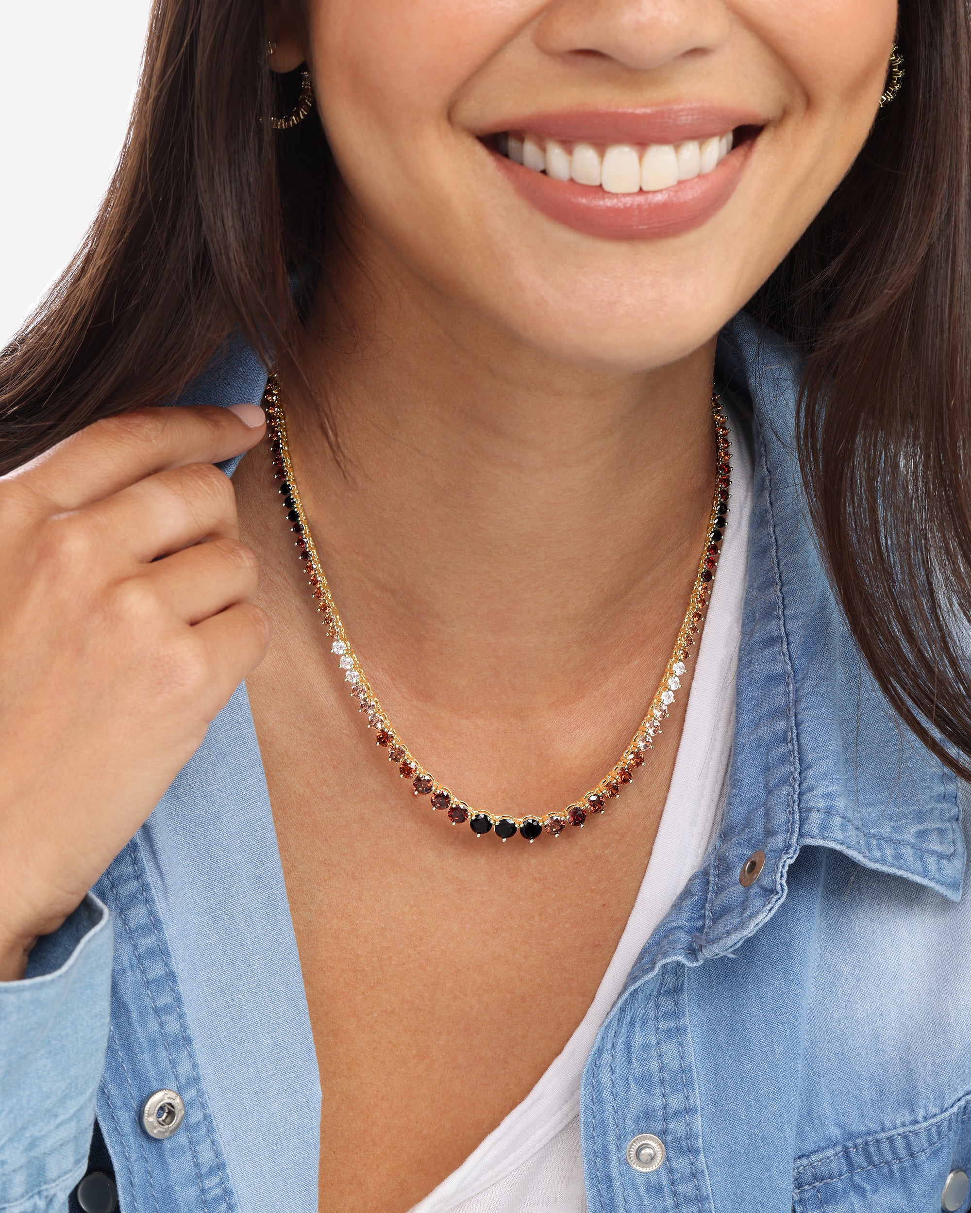 Melinda Maria Not Your Basic Tennis Necklace Black/Gold