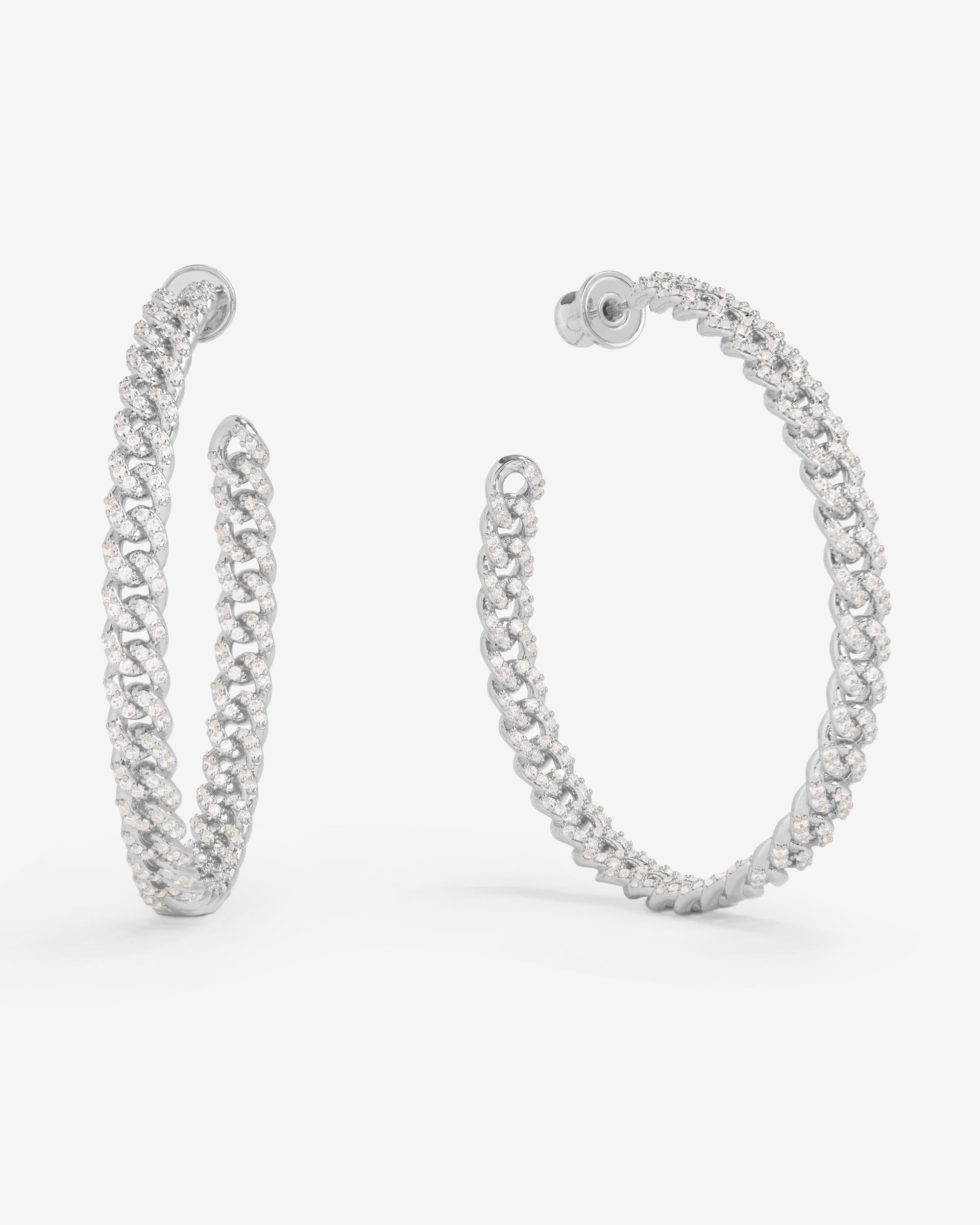 Melinda Maria Pave Julian Chain Hoops 2 Silver