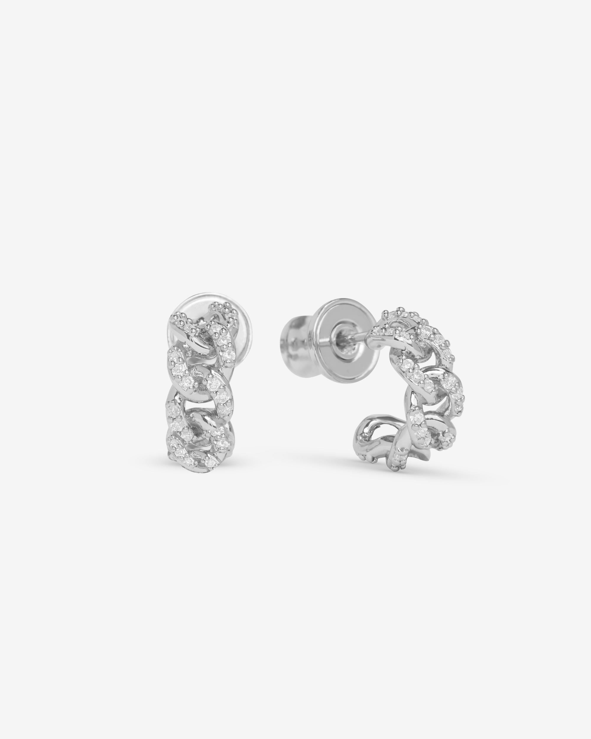 Melinda Maria Pave Julian Chain Huggies Silver