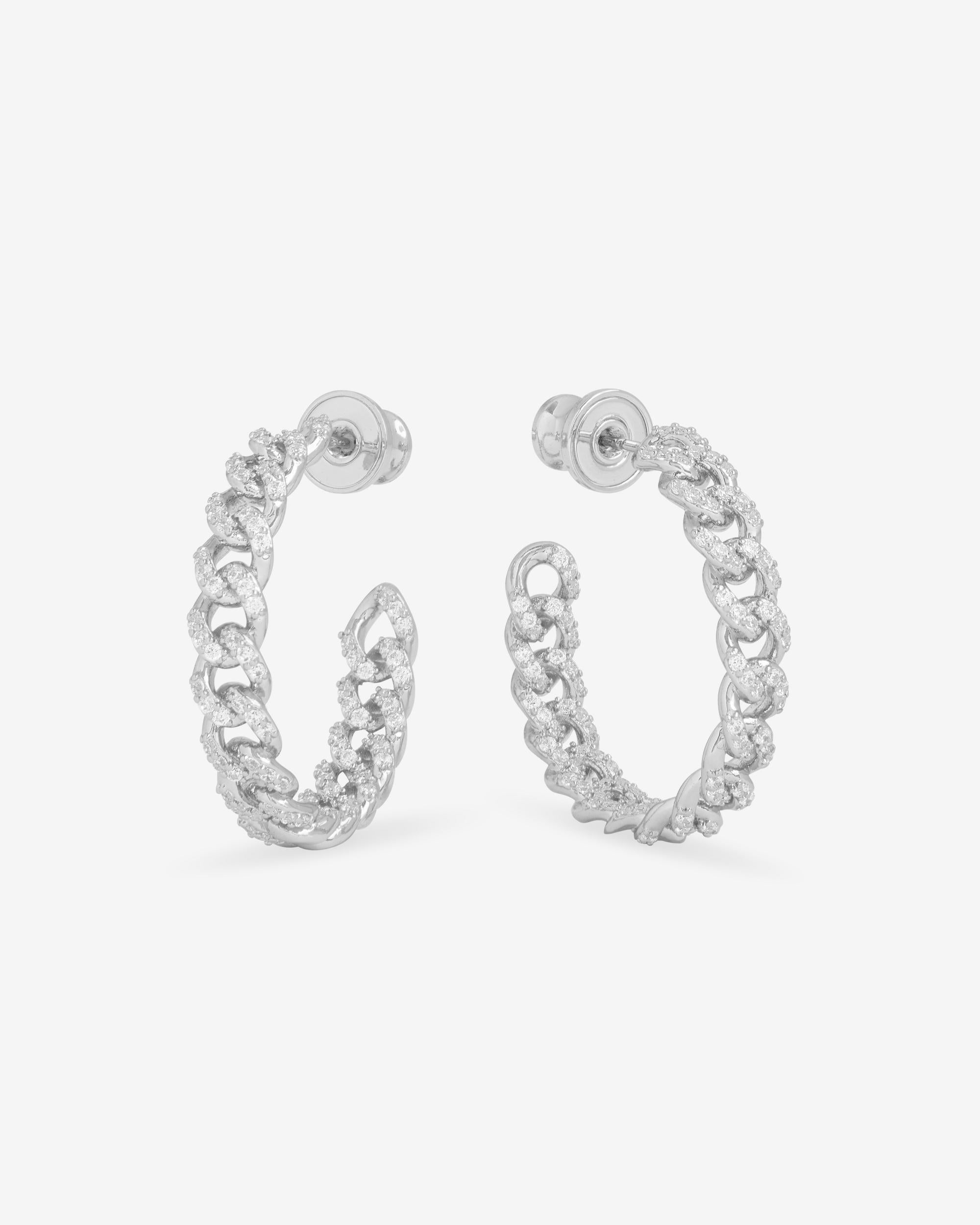 Melinda Maria Pave Julian Chain Hoops 1 Silver