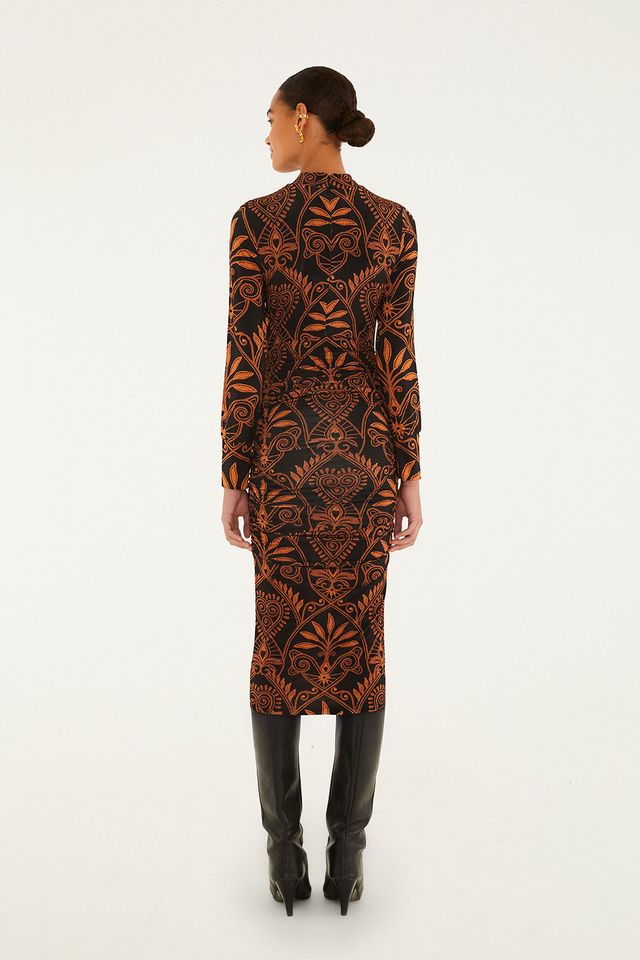 Farm Rio Cornely Ainika Black Midi Dress